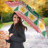 Wales Christmas Umbrella Cute Green Welsh Dragon and Daffodils - Wonder Print Shop