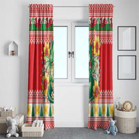 Wales Christmas Window Curtain Cute Green Welsh Dragon and Daffodils - Wonder Print Shop