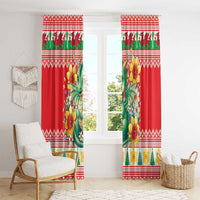 Wales Christmas Window Curtain Cute Green Welsh Dragon and Daffodils - Wonder Print Shop