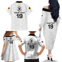 Custom World Football 2026 Germany Family Matching Off The Shoulder Long Sleeve Dress and Hawaiian Shirt Deutschland 4-Time Champions - Wonder Print Shop