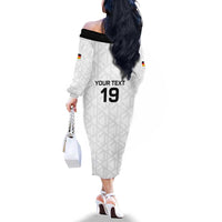 Custom World Football 2026 Germany Family Matching Off The Shoulder Long Sleeve Dress and Hawaiian Shirt Deutschland 4-Time Champions - Wonder Print Shop