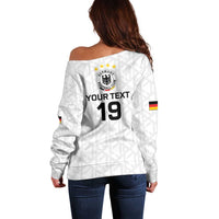 Custom World Football 2026 Germany Off Shoulder Sweater Deutschland 4-Time Champions - Wonder Print Shop