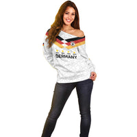 Custom World Football 2026 Germany Off Shoulder Sweater Deutschland 4-Time Champions - Wonder Print Shop