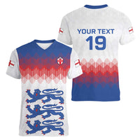 Custom World Football 2026 England Women V-Neck T-Shirt Three Lions Pride Style - Wonder Print Shop