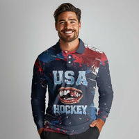 USA Ice Hockey 2026 Champions Custom Long Sleeve Polo Shirt Legend Golden Toothless