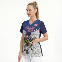 Puerto Rico Baseball Custom Scrub Top Boricua Coquí Baseball Mascot
