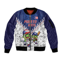 Puerto Rico Baseball Custom Sleeve Zip Bomber Jacket Boricua Coquí Baseball Mascot