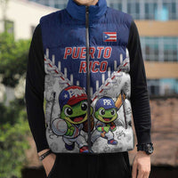 Puerto Rico Baseball Custom Sleeveless Puffer Jacket Boricua Coquí Baseball Mascot