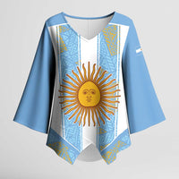Custom World Football 2026 Argentina Kimono Sleeve Blouse La Albiceleste Pride Sun of May