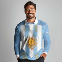 Custom World Football 2026 Argentina Long Sleeve Polo Shirt La Albiceleste Pride Sun of May