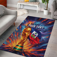 Personalized World Football 2026 Afro Haiti Area Rug Les Grenadiers Trophy Flag Art