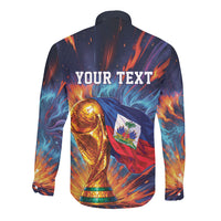 Personalized World Football 2026 Afro Haiti Long Sleeve Button Shirt Les Grenadiers Trophy Flag Art