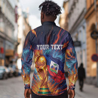 Personalized World Football 2026 Afro Haiti Long Sleeve Button Shirt Les Grenadiers Trophy Flag Art