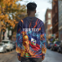 Personalized World Football 2026 Afro Haiti Long Sleeve Shirt Les Grenadiers Trophy Flag Art