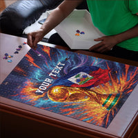 Personalized World Football 2026 Afro Haiti Puzzle Les Grenadiers Trophy Flag Art