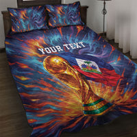 Personalized World Football 2026 Afro Haiti Quilt Bed Set Les Grenadiers Trophy Flag Art