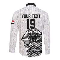 Custom World Football 2026 Egypt Long Sleeve Button Shirt Pharaohs Hieroglyphs Pride White Version