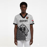 Custom World Football 2026 Egypt Scrub Top Pharaohs Hieroglyphs Pride White Version