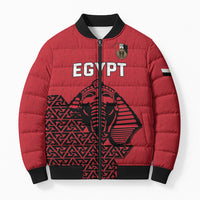 Custom World Football 2026 Egypt Bomber Puffer Jacket Pharaohs Hieroglyphs Pride Red Version