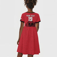Custom World Football 2026 Egypt Kid Short Sleeve Dress Pharaohs Hieroglyphs Pride Red Version