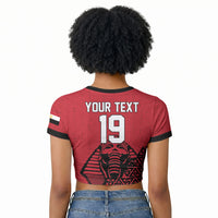 Custom World Football 2026 Egypt Raglan Cropped T shirt Pharaohs Hieroglyphs Pride Red Version