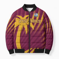 Custom West Indies Cricket Bomber Puffer Jacket Palm Tree Sunburst Glory