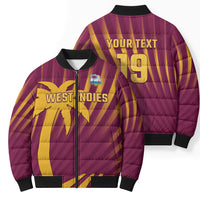 Custom West Indies Cricket Bomber Puffer Jacket Palm Tree Sunburst Glory