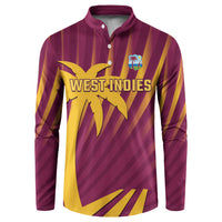 Custom West Indies Cricket Button Sweatshirt Palm Tree Sunburst Glory