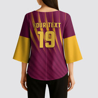 Custom West Indies Cricket Kimono Sleeve Blouse Palm Tree Sunburst Glory