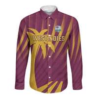 Custom West Indies Cricket Long Sleeve Button Shirt Palm Tree Sunburst Glory