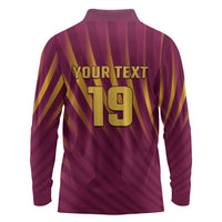 Custom West Indies Cricket Long Sleeve Polo Shirt Palm Tree Sunburst Glory