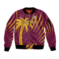 Custom West Indies Cricket Sleeve Zip Bomber Jacket Palm Tree Sunburst Glory