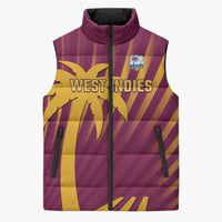Custom West Indies Cricket Sleeveless Puffer Jacket Palm Tree Sunburst Glory