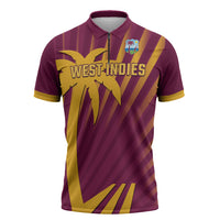 Custom West Indies Cricket Zipper Polo Shirt Palm Tree Sunburst Glory