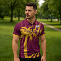 Custom West Indies Cricket Zipper Polo Shirt Palm Tree Sunburst Glory
