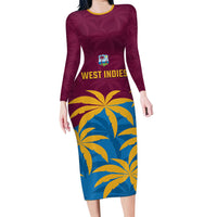 Custom West Indies Cricket Long Sleeve Bodycon Dress The Maroons Calypso Heritage