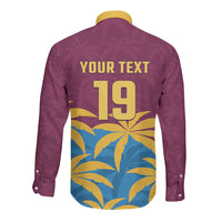 Custom West Indies Cricket Long Sleeve Button Shirt The Maroons Calypso Heritage