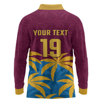 Custom West Indies Cricket Long Sleeve Polo Shirt The Maroons Calypso Heritage