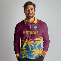 Custom West Indies Cricket Long Sleeve Polo Shirt The Maroons Calypso Heritage