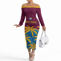 Custom West Indies Cricket Off The Shoulder Long Sleeve Dress The Maroons Calypso Heritage