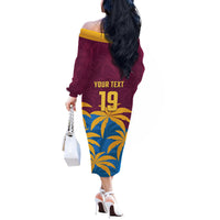 Custom West Indies Cricket Off The Shoulder Long Sleeve Dress The Maroons Calypso Heritage