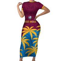 Custom West Indies Cricket Short Sleeve Bodycon Dress The Maroons Calypso Heritage