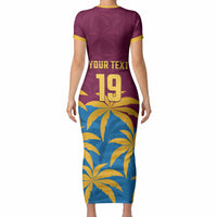 Custom West Indies Cricket Short Sleeve Bodycon Dress The Maroons Calypso Heritage