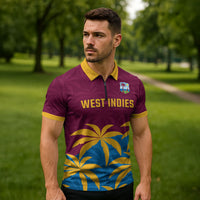 Custom West Indies Cricket Zipper Polo Shirt The Maroons Calypso Heritage