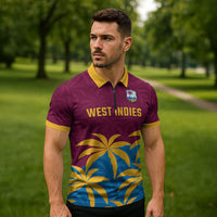 Custom West Indies Cricket Zipper Polo Shirt The Maroons Calypso Heritage
