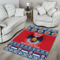 Personalized Serbia Christmas Area Rug Eagle with Cesnica Christmas Bread - Wonder Print Shop