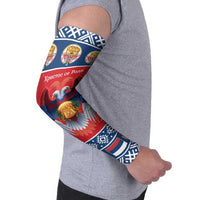 Personalized Serbia Christmas Arm Sleeves Eagle with Cesnica Christmas Bread - Wonder Print Shop