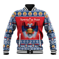 Personalized Serbia Christmas Baseball Jacket Eagle with Cesnica Christmas Bread - Wonder Print Shop