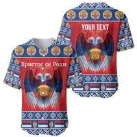Personalized Serbia Christmas Baseball Jersey Eagle with Cesnica Christmas Bread - Wonder Print Shop