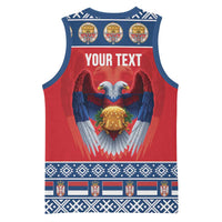 Personalized Serbia Christmas Basketball Jersey Eagle with Cesnica Christmas Bread - Wonder Print Shop